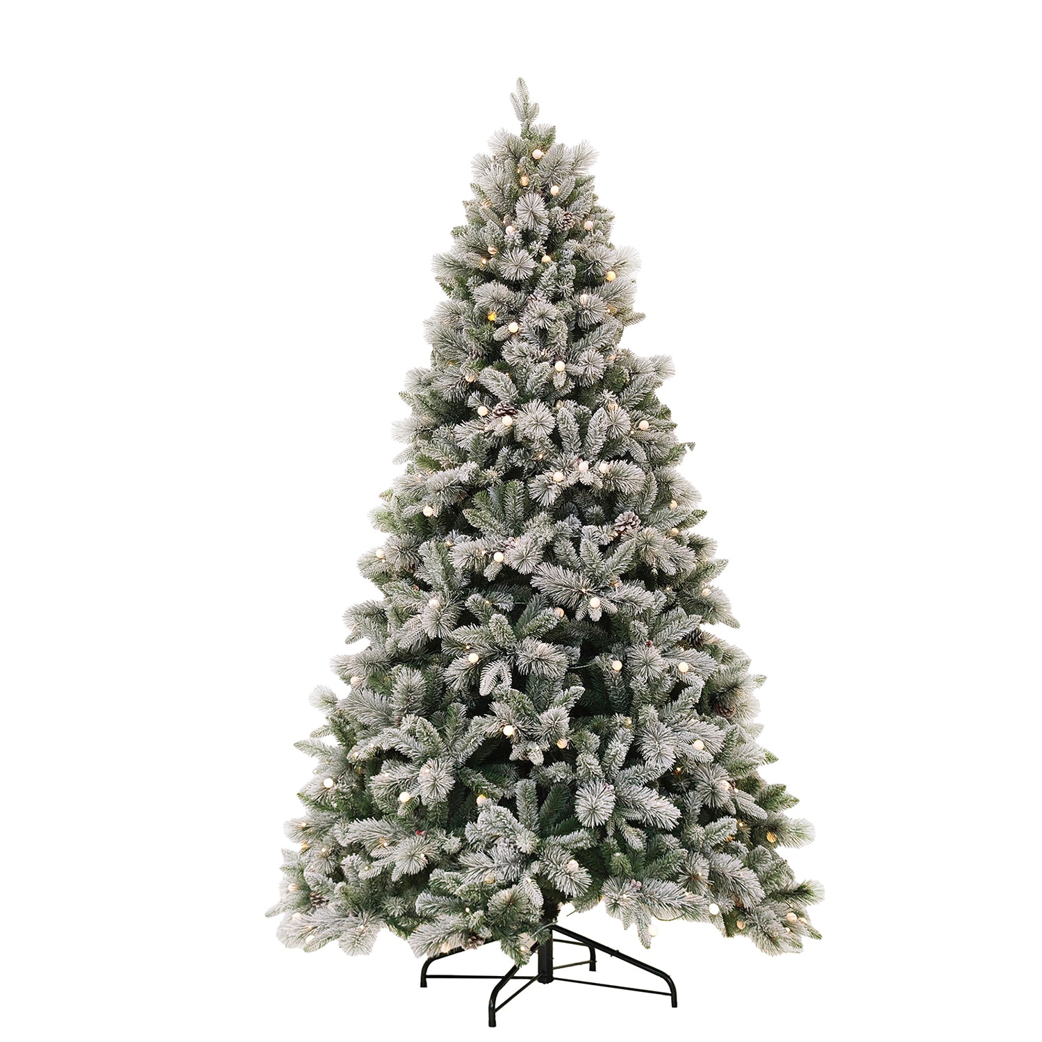 DICTROLUX - Albero di Natale Luminoso Frost Innevato 300 LED Bianco Caldo - h210 cm diametro alla base 130 cm